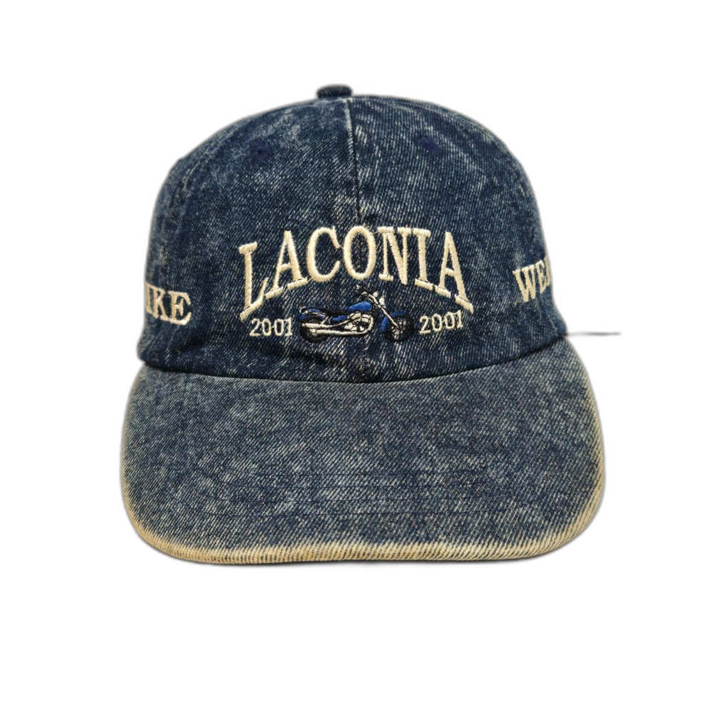 Vintage Laconia Bike Week Denim Hat | 2001 Nissin Strapback Cap | Blue One Size